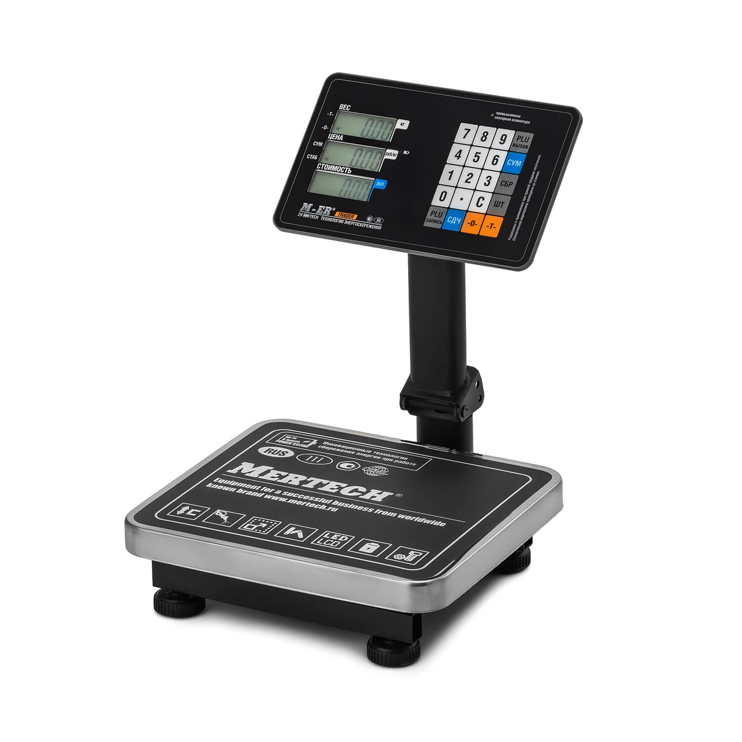 Торговые напольные весы M-ER 333 ACPU-60.20 с расч. стоимости LCD